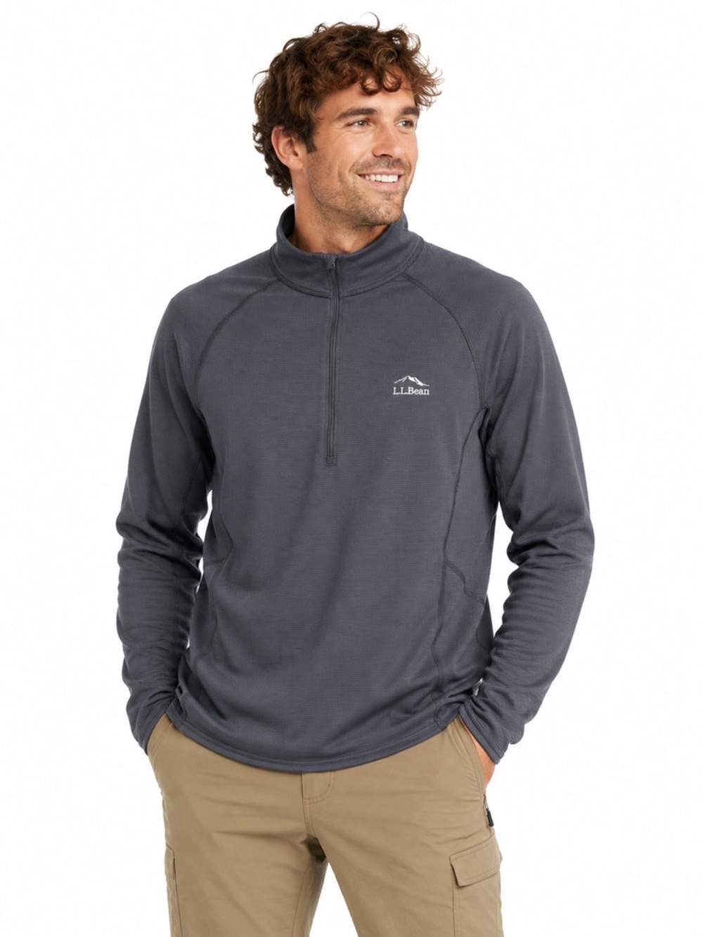 L.L.Bean Midweight Base Layer 1/4 Zip Large Performance Hiking Trail Outdoor